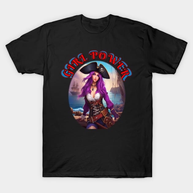 Girl power purple pirate wench T-Shirt by sailorsam1805